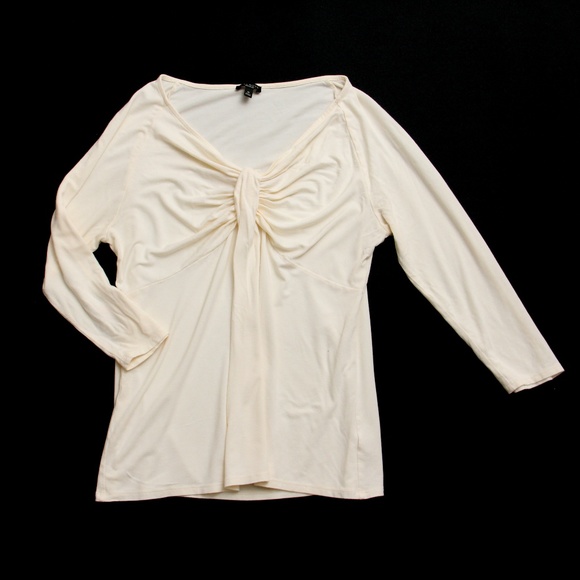 Talbots Tops - Talbots - Ivory Long Sleeve Tee w/gathered front